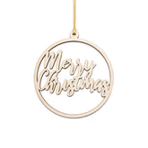 Gold 'Merry Christmas' ornament on a white background