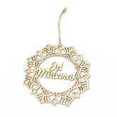 Cliths Wooden Eid Mubarak Decorations Pack of 3 Ramadan Wreath Hanging Islamic Wall Banner for Home Door & Party Decor