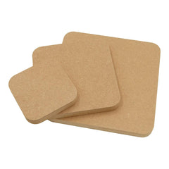 Set of four brown square coasters on a white background