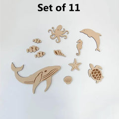 child-friendly timber marine animal figures for bedroom walls