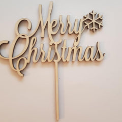 Cliths Pack of 10 Merry Christmas Cake Toppers MDF Wooden Holiday Decor for Xmas Cakes, Centerpieces