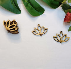 Cliths 30 Pcs Lotus Wood Earring Blanks Flower Cutouts for DIY Jewelry Making, Boho Earrings, Spiritual Pendants, Laser Cut Craft Kit