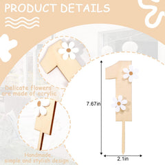 American Elm Wooden Daisy Cake Topper MDF Cake Decor for 1st Birthday Theme First Anniversary Single Layer