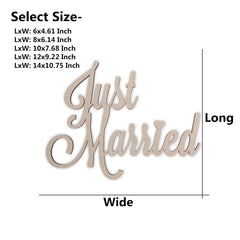 Cliths 'Just Married' Wood Cutout MDF Wedding Sign for DIY Decor & Photo Props 2.7mm Thick