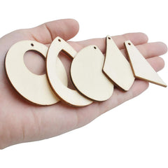 Cliths Pack of 20 Wooden Earring Blanks 5 Style Mix Pine MDF Dangle Charms for DIY Jewelry Making Lightweight Craft Blanks