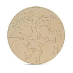 Decorative plate with abstract design of a woman and bull on a beige background