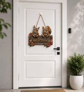 squirrel welcome sign board for home door