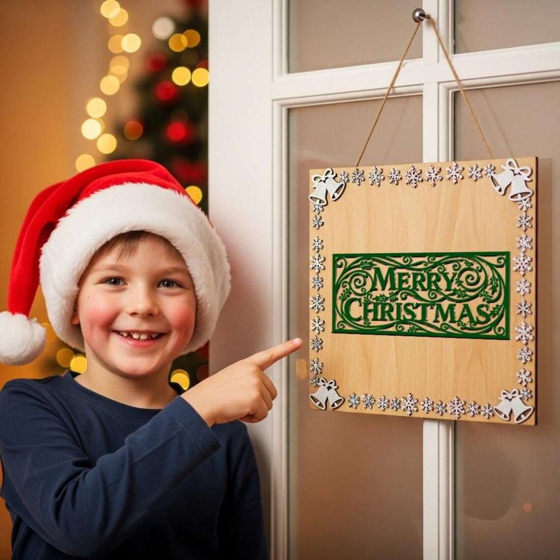 Merry Christmas wooden door decor