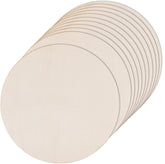 Stack of beige round paper plates on a white background