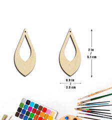 Cliths 50 Pcs Teardrop Wood Earring Blanks Unfinished MDF Jewelry Making Kit for DIY Crafts (Lightweight, Beige)
