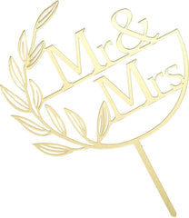 American Elm Mr and Mrs Cake Topper Mirrored Wedding Topper for Bride Groom Anniversary Cake Decorations MDF Elegant Party Decor