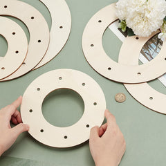 Whittlewud Pack of 6 Wooden Floral Wreath Rings for DIY Crafts, Wedding Decor, Wall Hangings