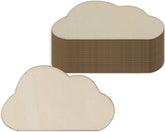 Stack of cloud-shaped cardboard pieces on a white background