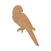 Cardboard cutout of a parrot on a white background