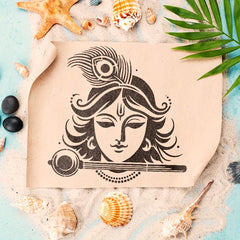 American Elm Krishna Face Stencil for Wall Painting, Lord Krishna Mandala, Reusable Stencil for Wood DIY Home Decor Craft Art