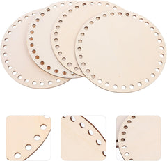 American Elm 4-Pack Wooden Crochet Basket Bottoms MDF Weaving Bases with Pre-Drilled Holes for DIY Baskets, Storage & Crafts