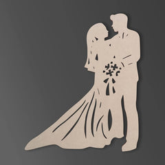 Cliths Bride & Groom Wood Cutout Romantic Sizes MDF Wedding Couple Craft & Wall Art 2.7mm Thick