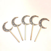 Cliths Pack of 5 Moon Cake Toppers Wooden Eid Mubarak Decor, Ramadan Flowerpot MDF Islamic Party Decorations