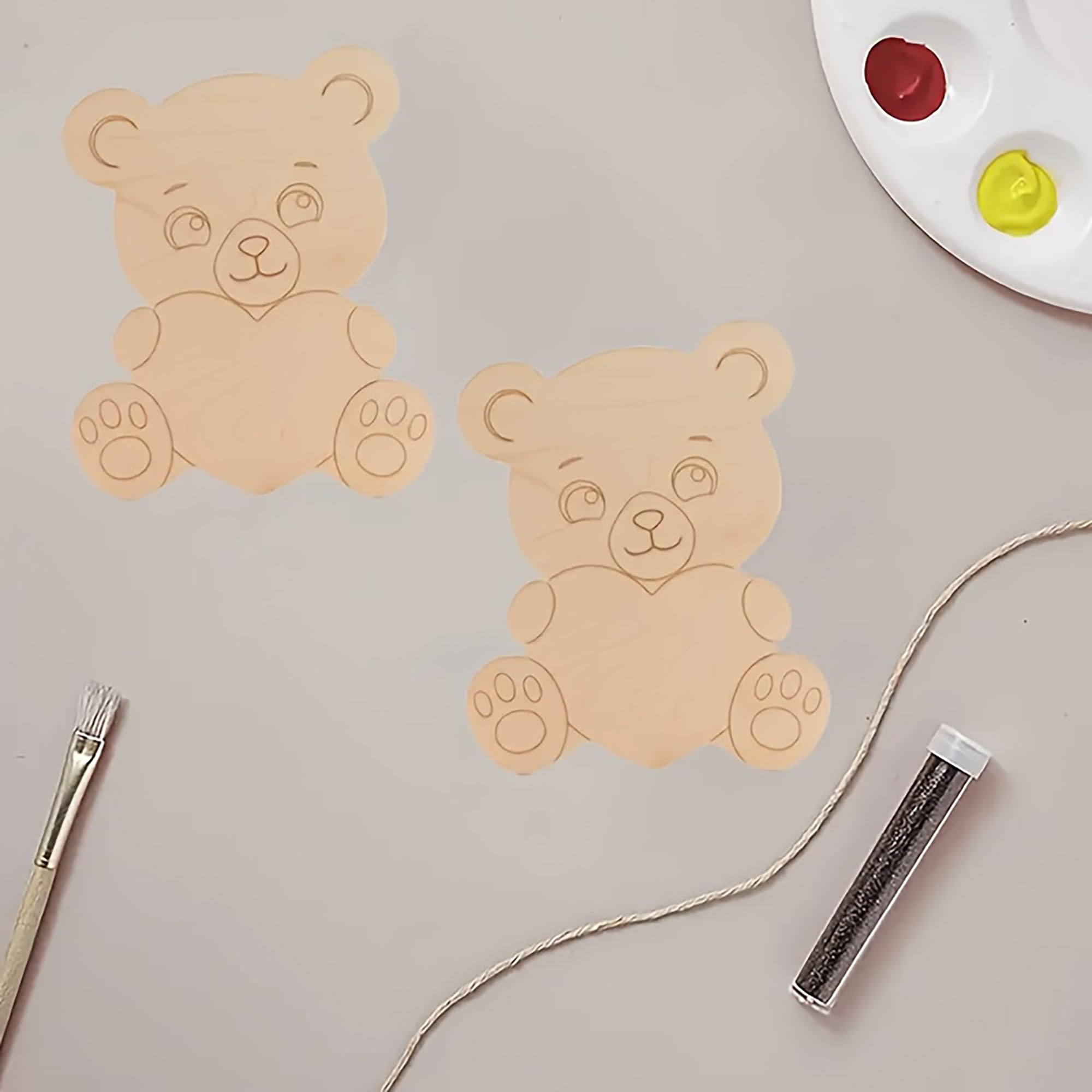 unfinished bear and heart blanks