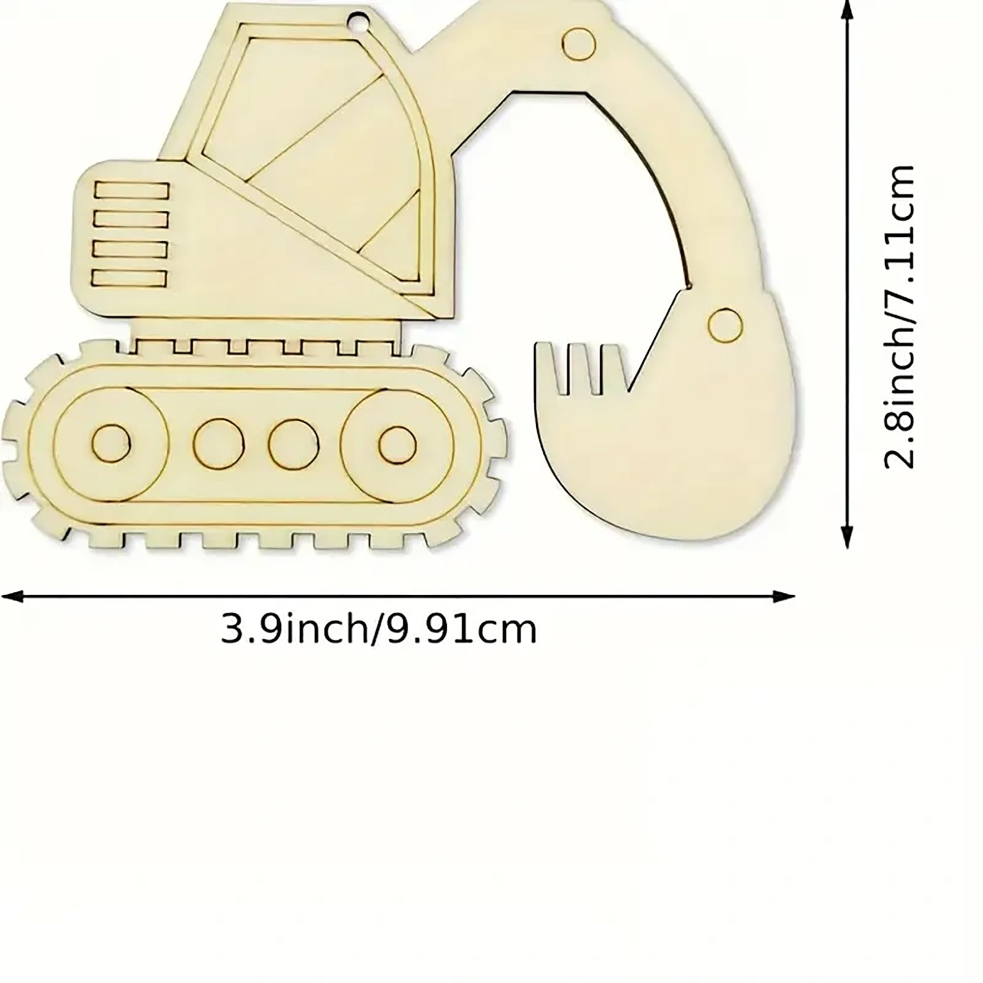 Unfinished wooden construction vehicle shapes for DIY craft