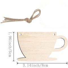 Unfinished wooden coffee tea cup cutouts for DIY