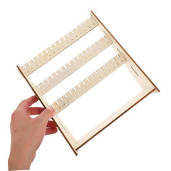 American Elm Wooden Jewelry Display Rack 8.74x7.99 inch Multi-Tier Wall Mounted Earring Holder Stand with Adjustable Shelves MDF Organizer for Earrings