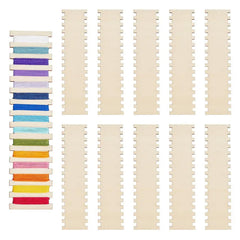 American Elm 10 Piece Wooden Wire Winding Boards 15 Slot MDF Embroidery & Yarn Storage - 2.7mm Thick Craft Supply