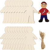 Cliths 32 Pcs Wooden Kids Cutouts Boy/Girl Shapes DIY Hanging Ornaments, Gift Tags MDF Craft Blanks for Party Decor