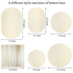 American Elm 6 Piece Oval Basket Bottom Set Wooden MDF Bases for DIY Crochet Bags & Storage 3 Styles