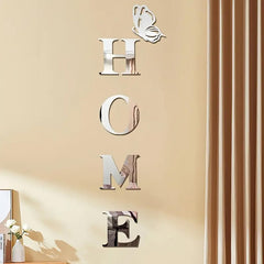 American Elm HOME Letter Wall Decor Acrylic Mirror Pediments with Butterfly Accent Space Themed Wall Art