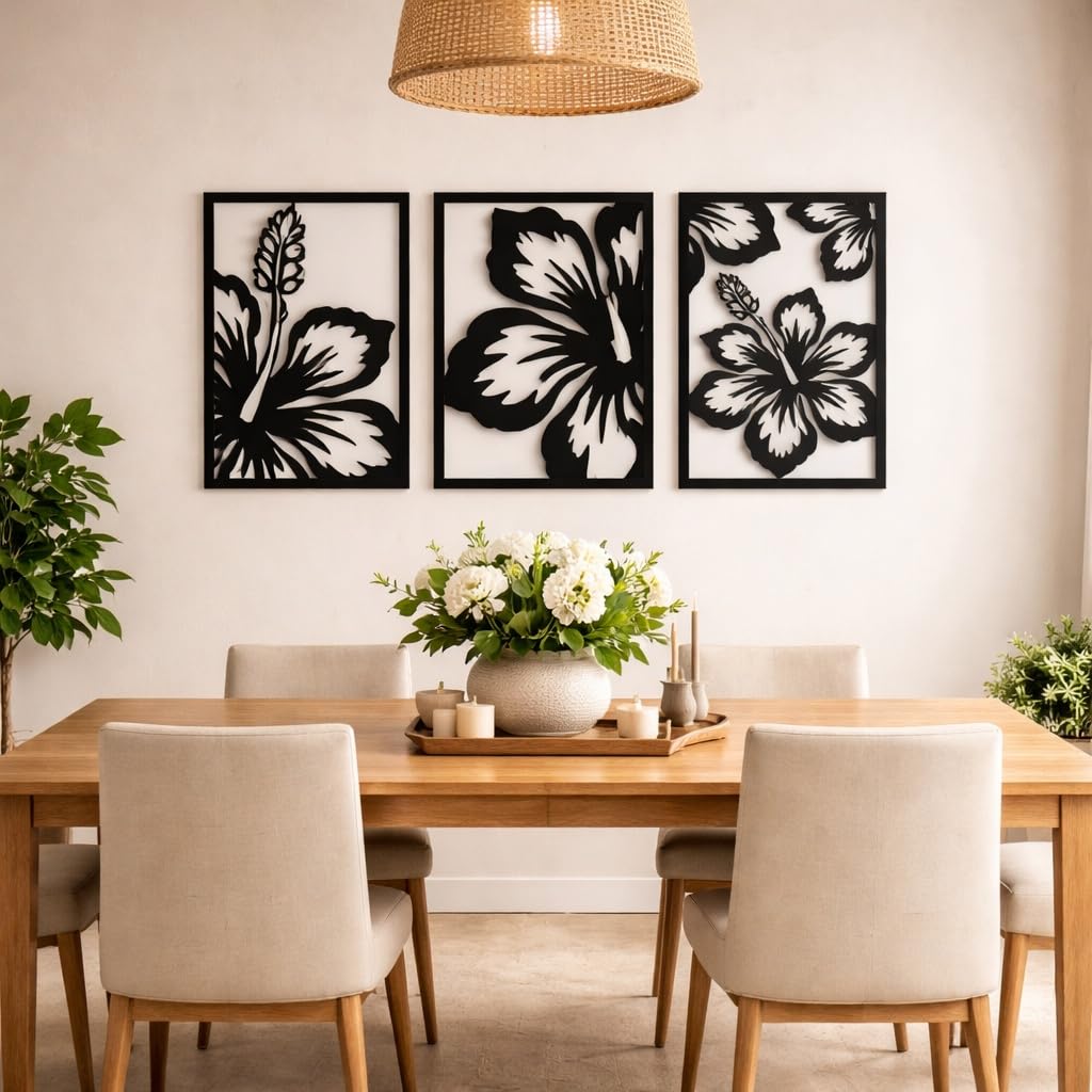 botanical wall hanging decor black wood