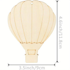 Hot air balloon-shaped light bulb with dimensions on a white background