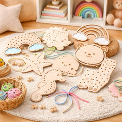 stringing beads toy for fine motor skill development
