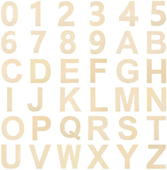 Set of wooden letters and numbers in a grid pattern