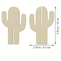 Cliths Set of 6 Pcs Cactus Wooden Blank Wood Pieces for DIY Craft Holiday Decorations Unfinished Wooden Ornaments