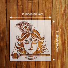American Elm Krishna Face Stencil for Wall Painting, Lord Krishna Mandala, Reusable Stencil for Wood DIY Home Decor Craft Art