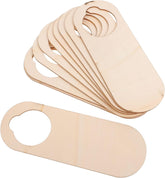 Set of wooden door hangers on a white background