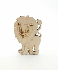 American Elm 12 Pcs Wooden Lion Cutouts Jungle Animal MDF Shapes for DIY Crafts, Animal Theme Wood for Kids