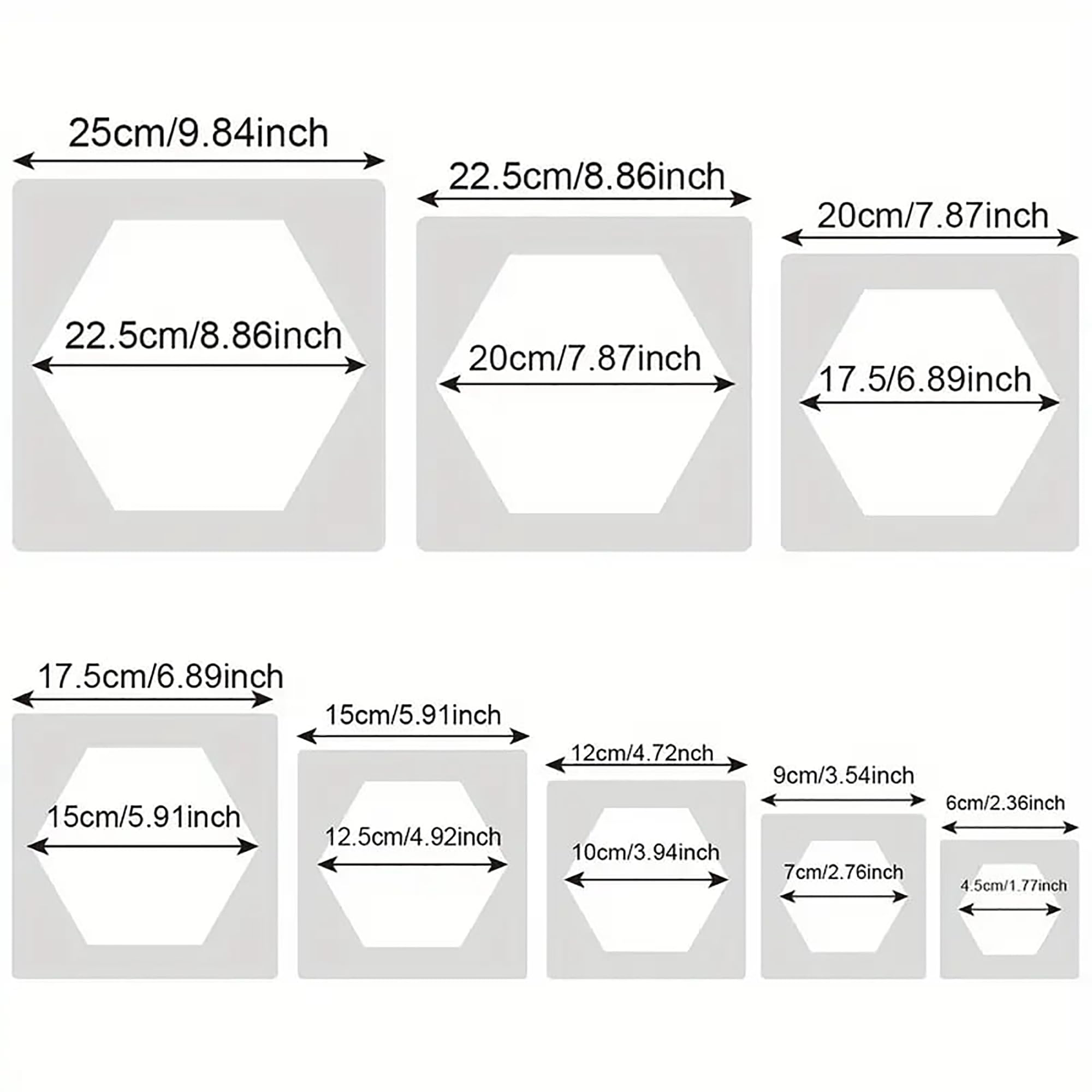 hexagon stencil set 8 pieces