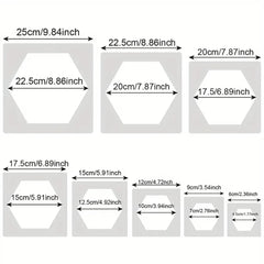 hexagon stencil set 8 pieces
