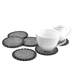 Cliths 6 Pack Napkin Shaped Felt Coasters Heat Resistant Drink Pads, Washable Dark Gray Table Protectors for Hot & Cold Beverages