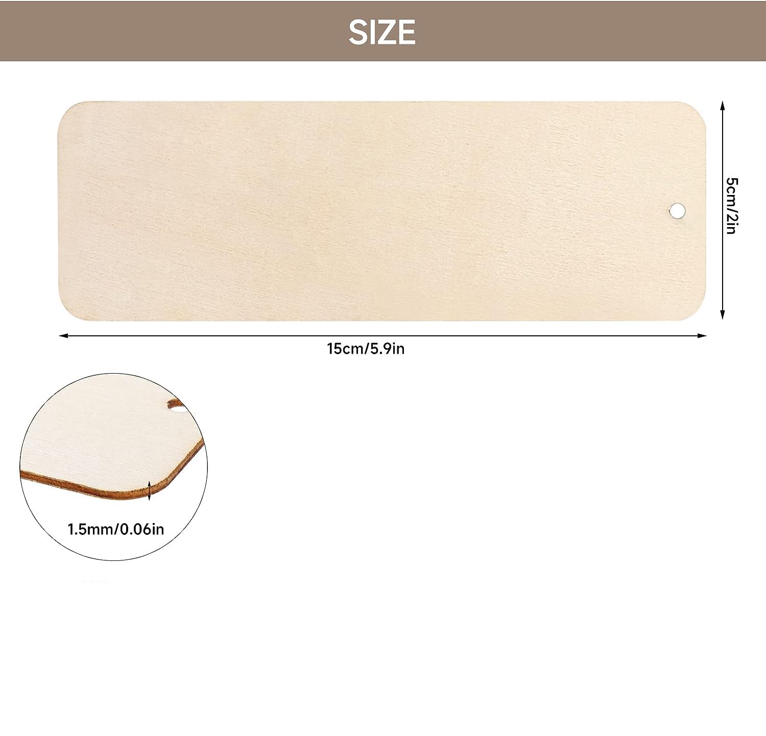 Measurement chart for a wooden product with dimensions labeled.