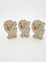 American Elm 12 Pcs Wooden Lion Cutouts Jungle Animal MDF Shapes for DIY Crafts, Animal Theme Wood for Kids