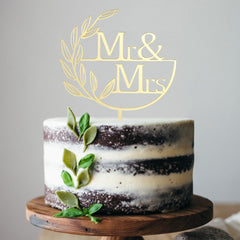 American Elm Mr and Mrs Cake Topper Mirrored Wedding Topper for Bride Groom Anniversary Cake Decorations MDF Elegant Party Decor
