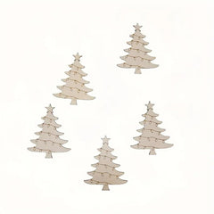 Set of five decorative Christmas trees with lights on a white background