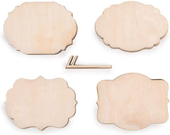 Set of four wooden coasters with scalloped edges on a white background