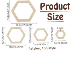 Cliths 4 Pcs Hexagon Crochet Blocking Board Wooden Loom Kit for Easy Yarn Weaving Projects DIY Crochet Frame for Knitting Art Craft Tools