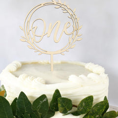 American Elm First Birthday Cake Topper Set Wooden Fits Cakes, Photo Booth Props & Baby Shower Decor