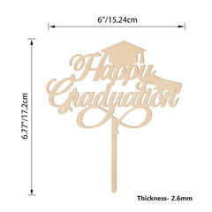 Cliths Happy Graduation Cake Topper Wooden Graduation Decor for College & School Parties, Congrats Cake Decoration