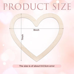 Heart-shaped product with measurements on a pink background